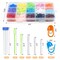 220/900 Pieces Stitch Markers,with 15 Pcs Large Eye Blunt Sewing Needles,Colorful Crochet Stitch Markers for Knitting Stitch Locking Clips Crochet Pins with Storage Box